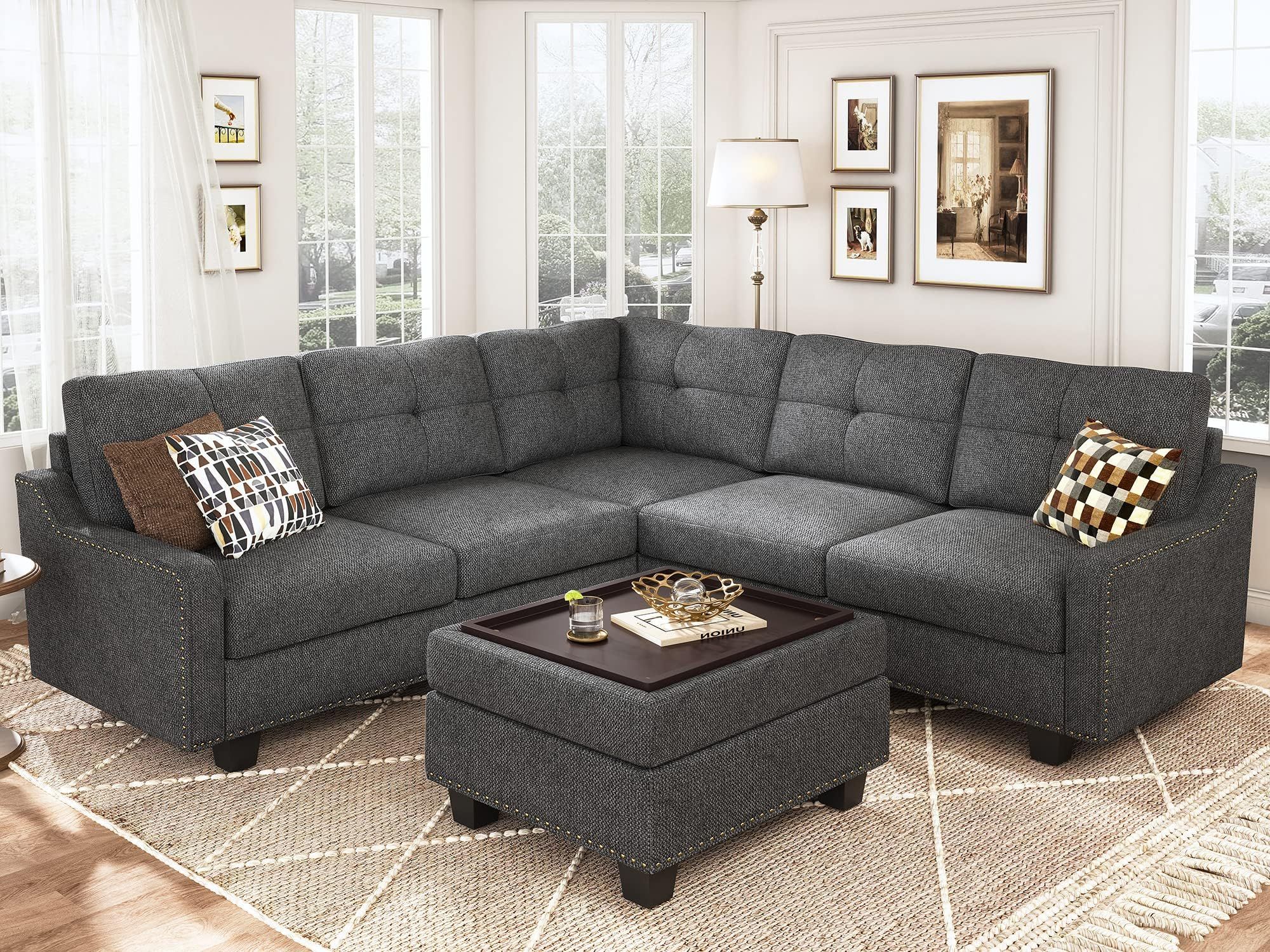 Amazon.com: Bowery Hill Modern 6-Pc Fabric Modular Sectional Sofa With ... inside The History and Evolution of the Modern Sofa Chaise Design