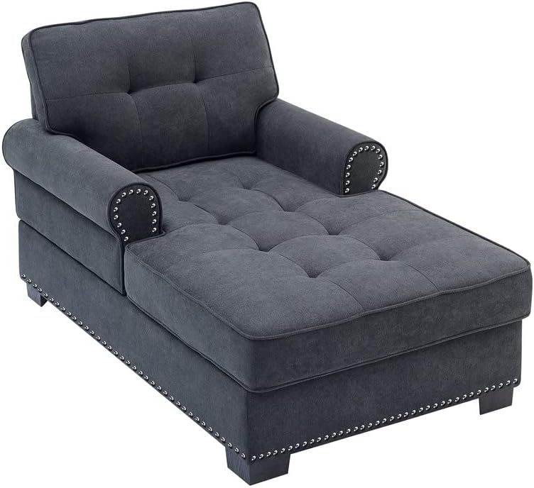Amazon.com: Bowery Hill Modern Linen Fabric Indoor Chaise Lounge In ... inside The History and Evolution of the Modern Sofa Chaise Design