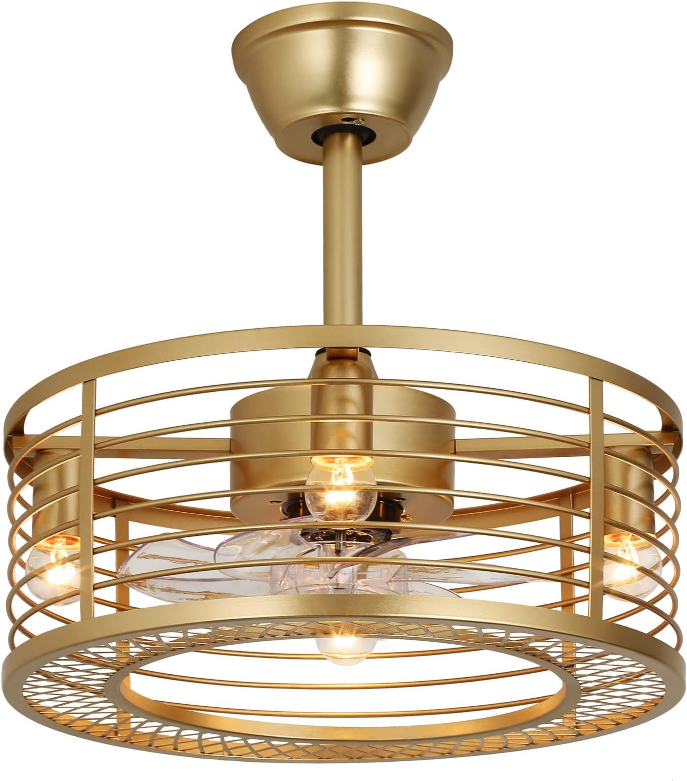 Amazon.com: Breezary 20" Enclosed Ceiling Fans With Crystal Lights And ... with regard to 18" Caged Crystal Ceiling Fan With Light Kit And Remote Control, Gold
