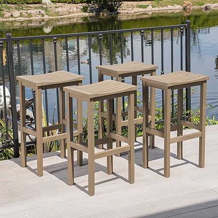 Amazon.com : Christopher Knight Home Caribbean Outdoor 30" Acacia Wood ... regarding Finding the Right Fit Assessing the GDF Studio Cassie Barstool for Your Needs
