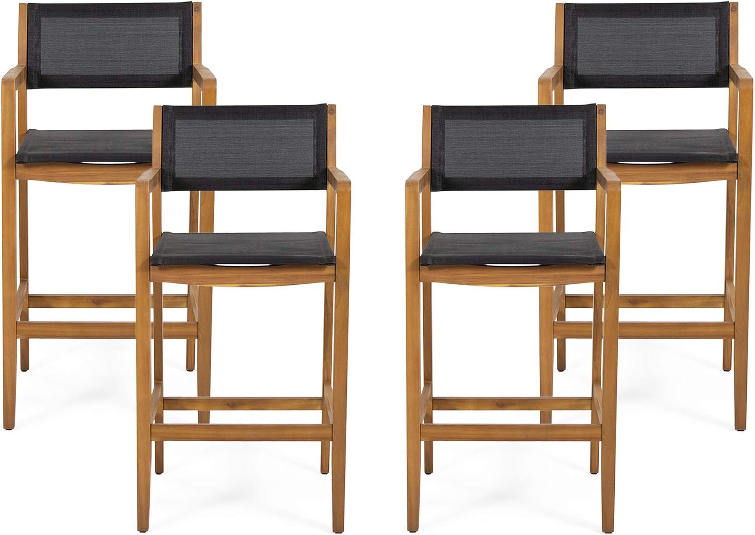 Amazon.com : Christopher Knight Home Catherine Acacia Wood Barstools ... with regard to Santana Outdoor Acacia Wood Barstools With Outdoor Mesh, Set Of 2
