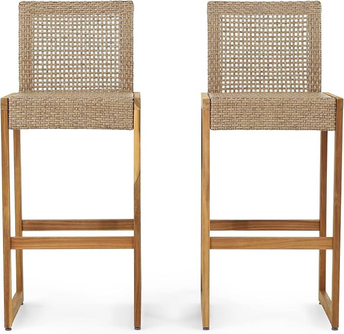 Amazon.com: Christopher Knight Home Elon Outdoor Barstools - Wicker And ... inside Acacia Wood and Outdoor Living A Guide to Maintenance