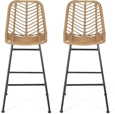 Amazon.com: Christopher Knight Home Elon Outdoor Barstools - Wicker And ... intended for Maximizing the Lifespan of Your Resaca Outdoor Barstools