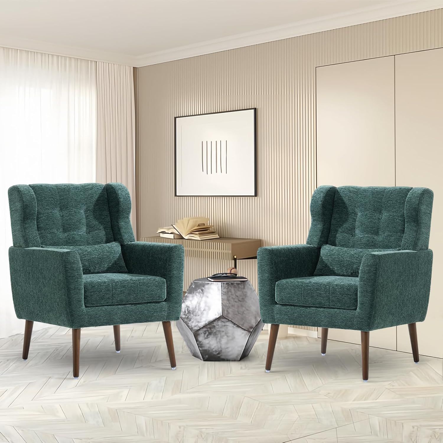Amazon.com: Cinkehome Accent Chairs Set Of 2 For Living Room, Chenille ... with Caring for Your Castillon Modern Chenille Armchair Maintaining its Beauty