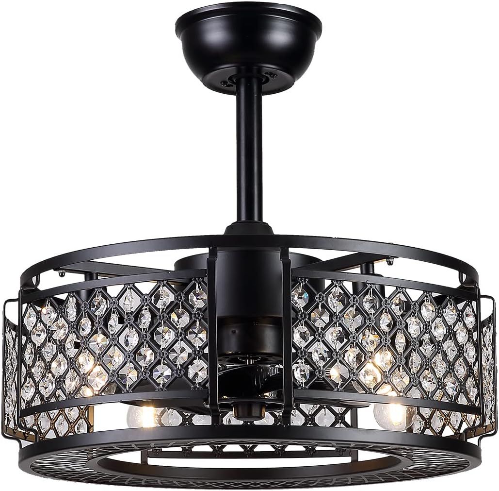 Amazon.com: Dannilong Caged Ceiling Fan With Light,Industrial Bladeless ... regarding Illuminating Design The Perfect Placement for Your Crystal Caged Fan