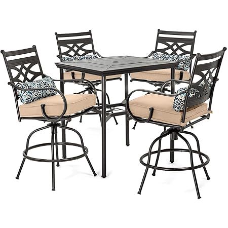 Amazon.com: Hanover 5-Piece High Navy Blue Montclair Weather Outdoor ... pertaining to Styling Tips for Integrating a Montclair Outdoor Rectangular Cocktail Table into Your Space