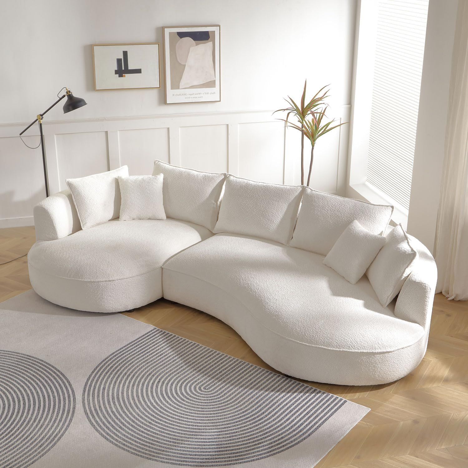 Amazon.com: Kevinplus 125'' Curved Sofa Couch Cloud Boucle Couch With ... intended for The Elegance of Beige Sofas Exploring Versatile Design Possibilities