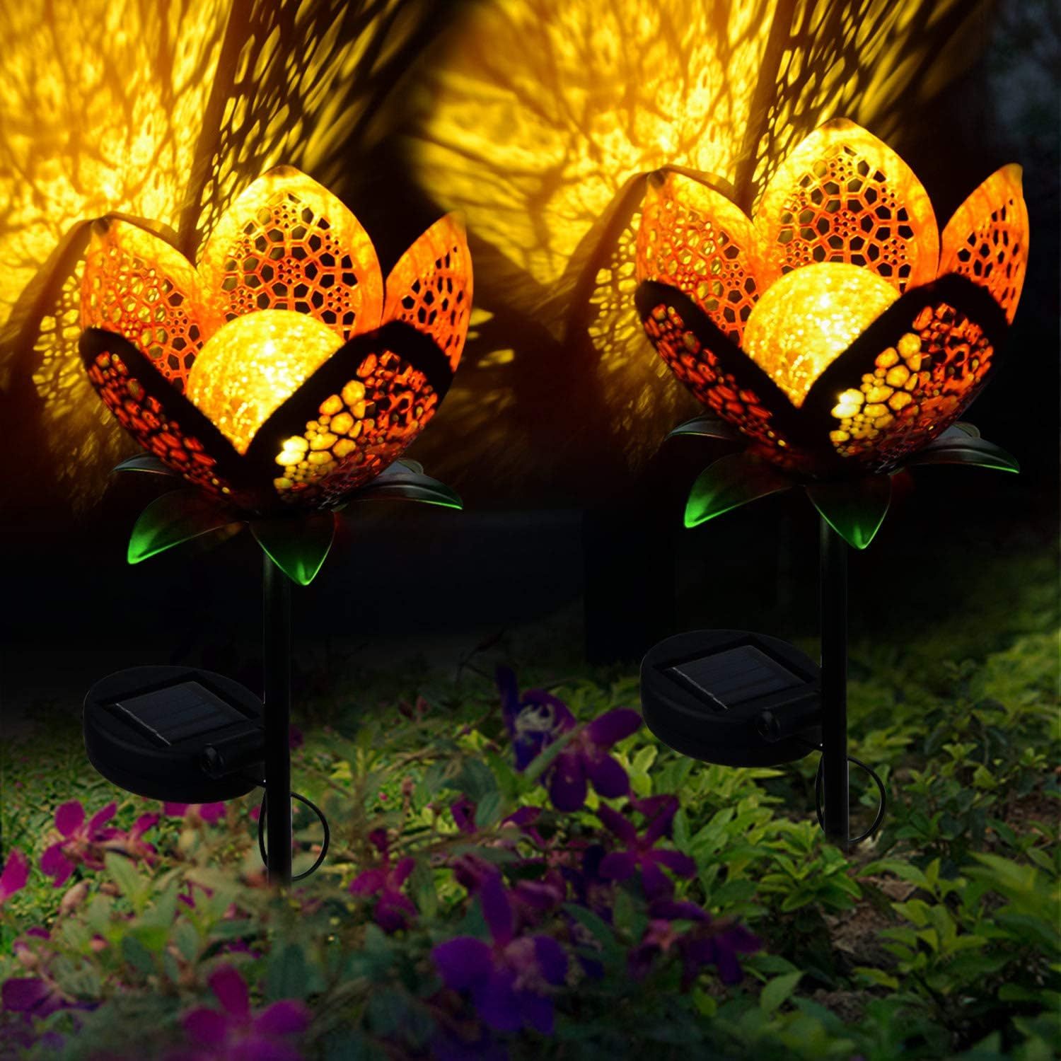 Amazon.com: Large Metal Glass Solar Flowers Yard Art, Garden Solar ... intended for Unveiling the Secrets of Full Color Solar LED In-Ground Lights Design and Installation