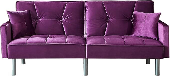 Amazon.com: Legend Vansen 75.6" Convertible Modern Wood & Velvet Fabric ... for Legend Vansen 104" Modern Wood & Velvet Fabric Sofa With Ottoman In Gray