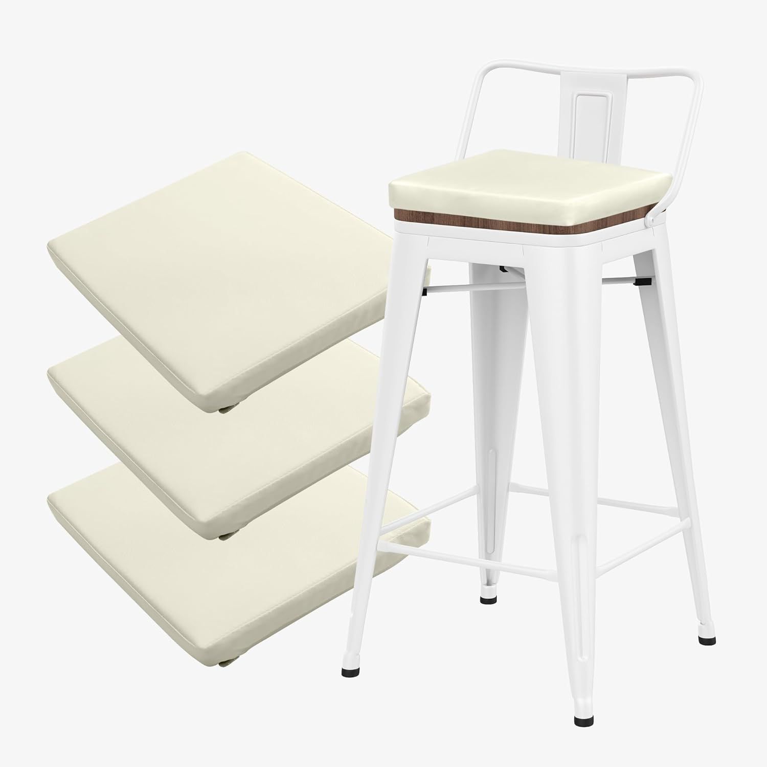 Amazon.com: Pomiler 12" Square Bar Stool Cushions Set Of 3 Thickened ... pertaining to Setting Up Your Outdoor Oasis Tips for Arranging and Maintaining Your Counter Stools
