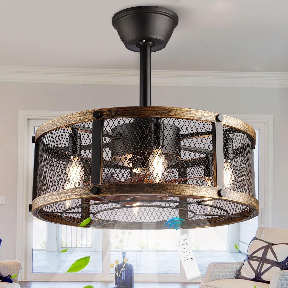 Amazon.com: Shluce Farmhouse Fandelier Ceiling Fan With Light, 6-Lights ... throughout Choosing the Right Fandelier: Sizing, Styles, and Design Considerations