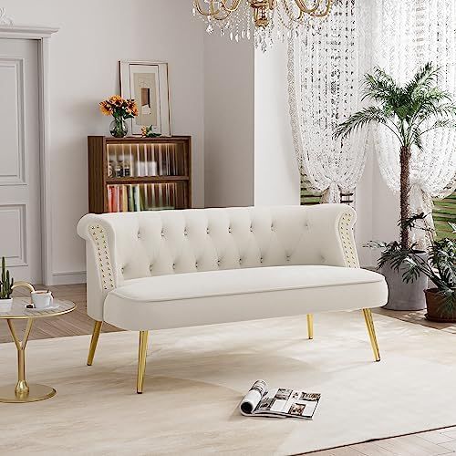 Amazon.com: Tov Furniture The Cloud Collection Modern Velvet ... inside Elegant Sofa, Gold Legs & Tufted Velvet Seat With Curved Silhouette, Light Gray