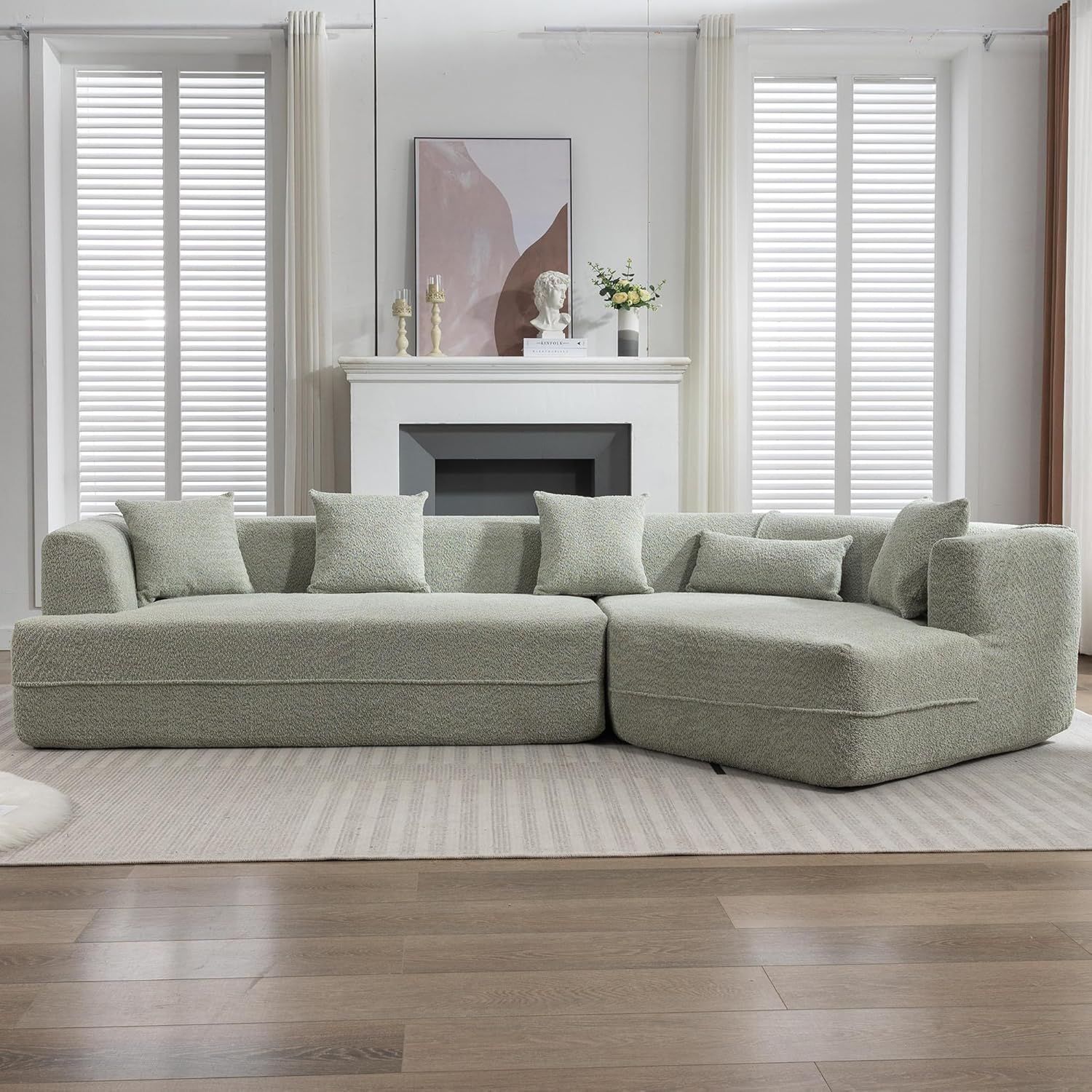 Amazon.com: Yoglad Modular Sectional Sofa,Modern Minimalist L Shaped ... intended for Maklaine Contemporary Brown Boucle Fabric 2Pc. Modular Sectional