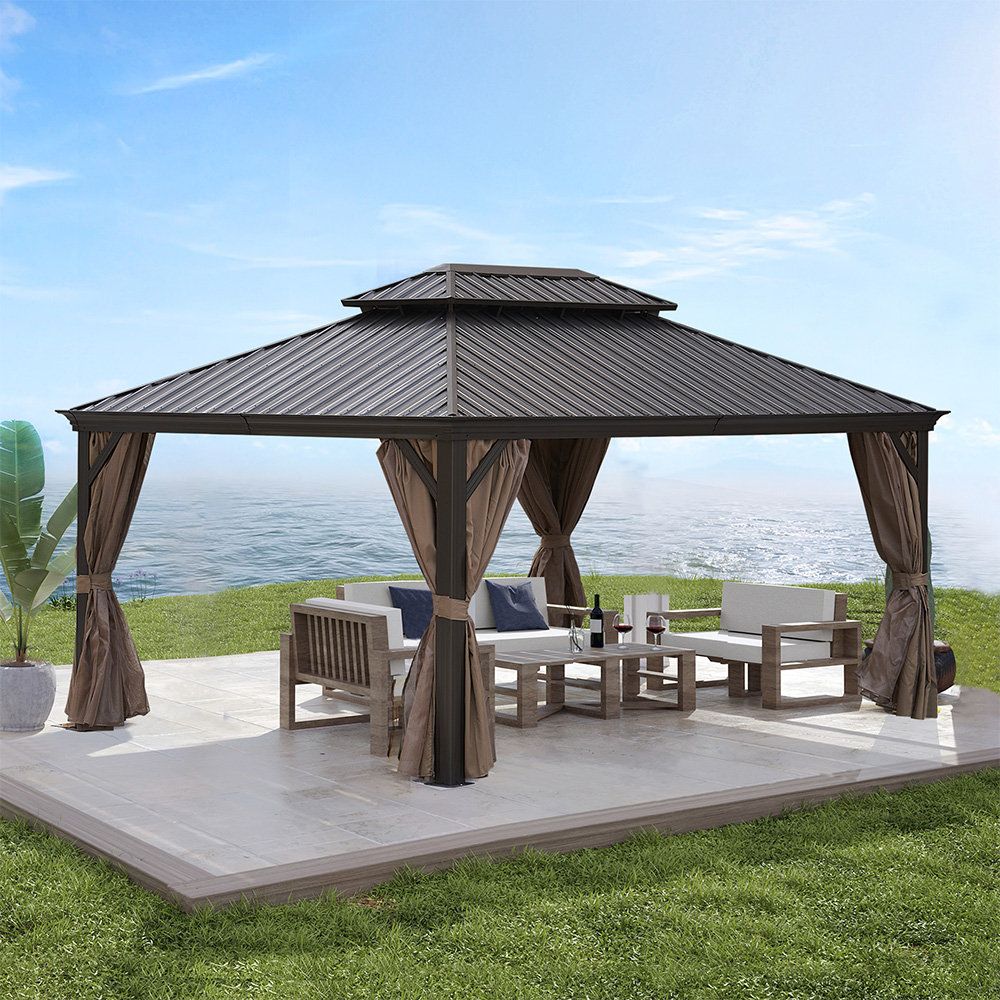 Ameritop 12 Ft. W X 16 Ft. D Aluminum Patio Gazebo | Wayfair intended for 12 Ft. W X 16 Ft. D Metal Patio Gazebo