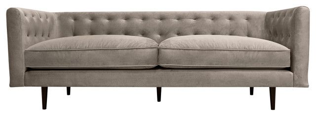 Annabelle 80&quot; Fossil Gray Velvet Sofa With Black Wood Legs - Modern ... with Annabelle 80&quot; Fossil Gray Velvet Sofa With Black Wood Legs
