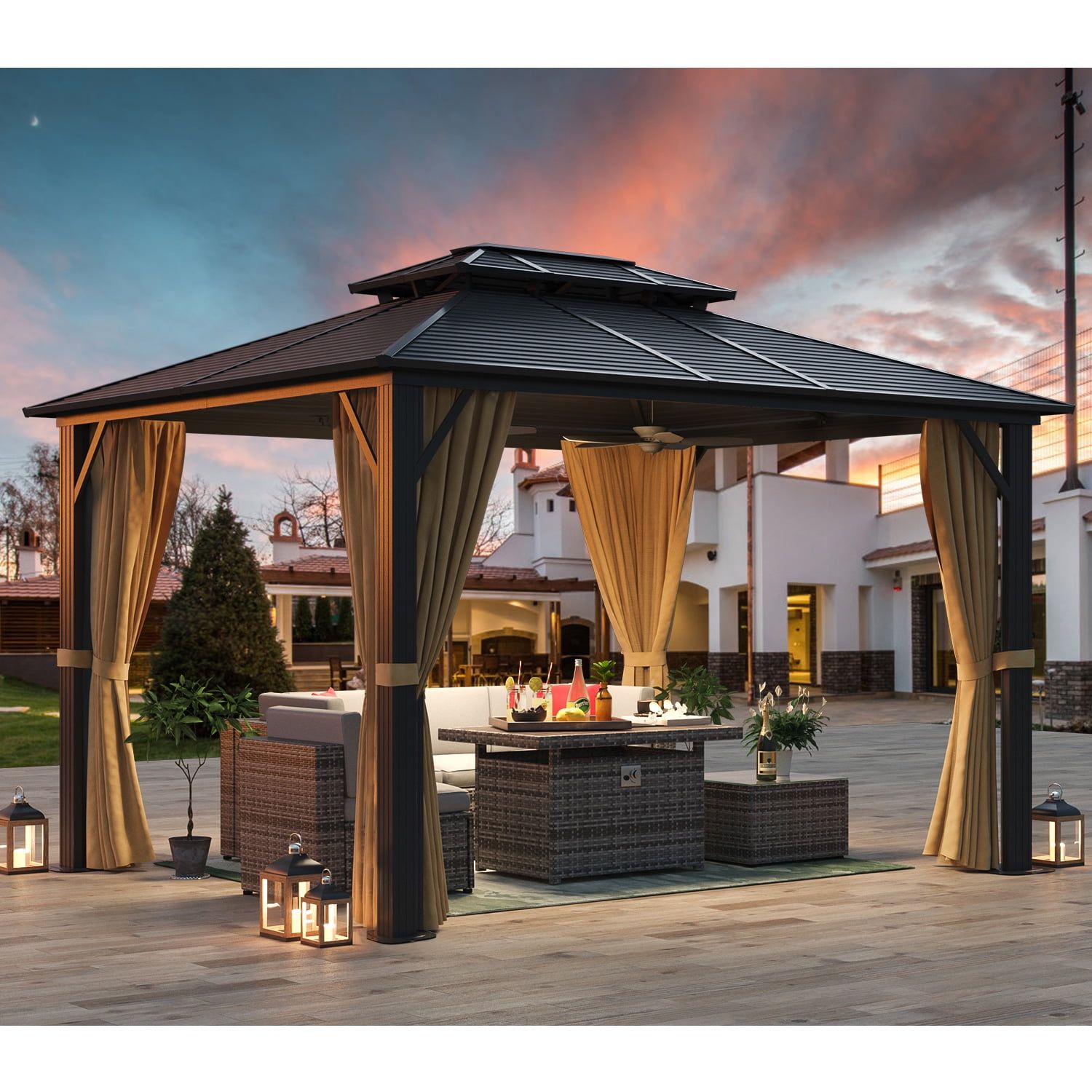 Aoxun 10 Ft. X 12 Ft. Outdoor Hardtop Gazebo, Galvanized Steel Double ... intended for Understanding the Design and Benefits of a 12Ft x 10Ft Cedar Gazebo