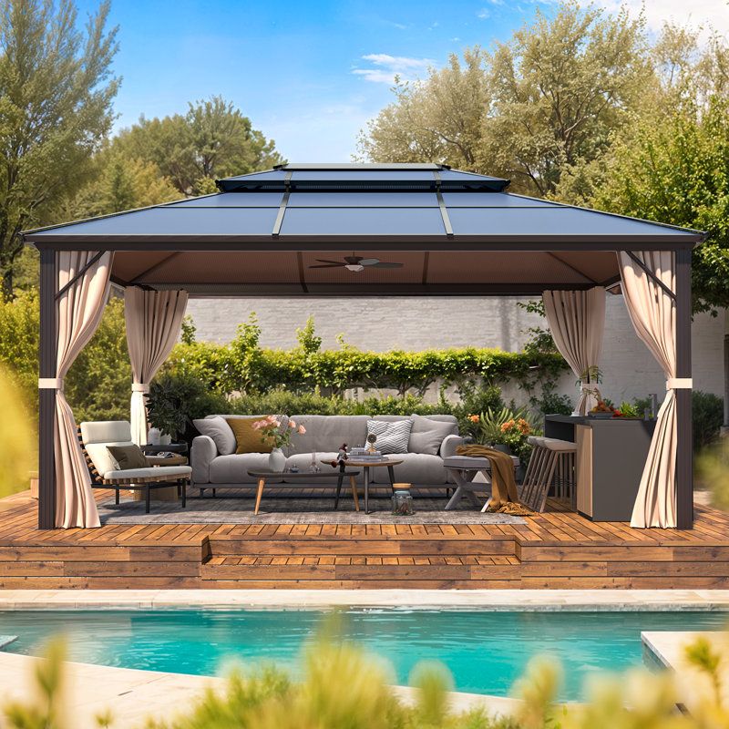 Arlmont & Co. Khamir 12 Ft. W X 16 Ft. D Aluminum Patio Gazebo ... intended for Maximizing Space and Style with a 12x16 Gazebo Design Ideas