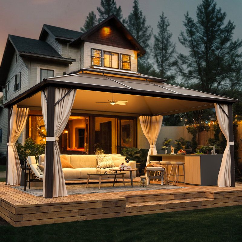 Arlmont & Co. Khamir 12 Ft. W X 16 Ft. D Aluminum Patio Gazebo ... with Maximizing Space and Style with a 12x16 Gazebo Design Ideas