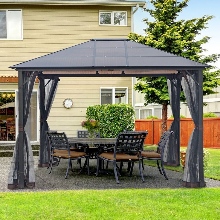 Arlmont & Co. Oneisha 12 Ft. W X 10 Ft. D Aluminum Patio Gazebo ... pertaining to 12 Ft. W X 10 Ft. D Aluminum Patio Hardtop Gazebo