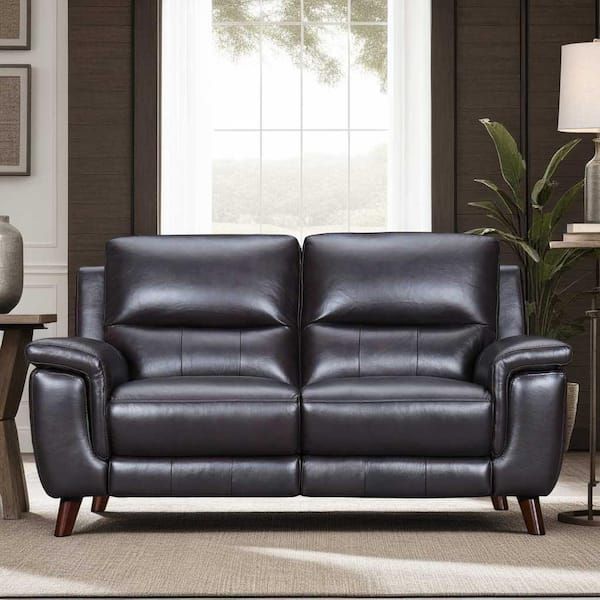 Armen Living Lizette 65 In. Brown Leather 2-Seater Recliner Loveseat ... inside Lizette 65" Brown Leather Power Recliner Loveseat With Usb, 78 Inches