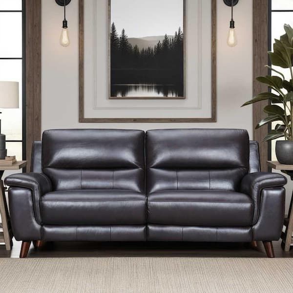 Armen Living Lizette 78 In. Slope Arm Leather Rectangle Power Recliner ... intended for Lizette 65" Brown Leather Power Recliner Loveseat With Usb, 78 Inches