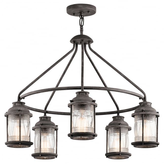 Ashland Bay 5 Light Outdoor Chandelier Pendant In Weathered Zinc within A Guide to Choosing the Right Outdoor Chandelier Style for Your Home