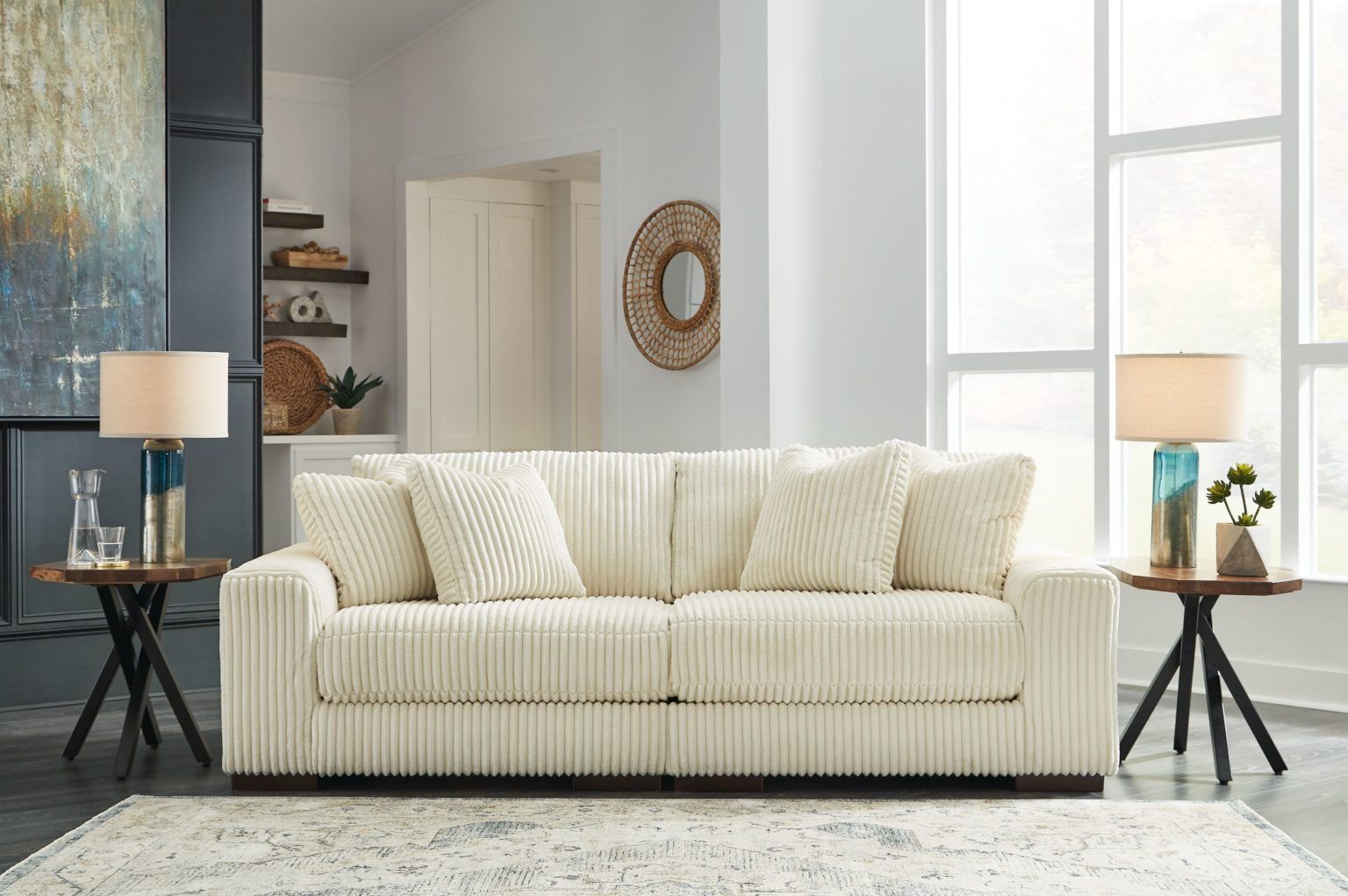 Ashley Furniture - Lindyn - Ivory - Sectional Sofa 2 Pc - Ez Furniture ... with regard to The Art of Living with a Bernard Sofa Ivory Gold Design Harmony