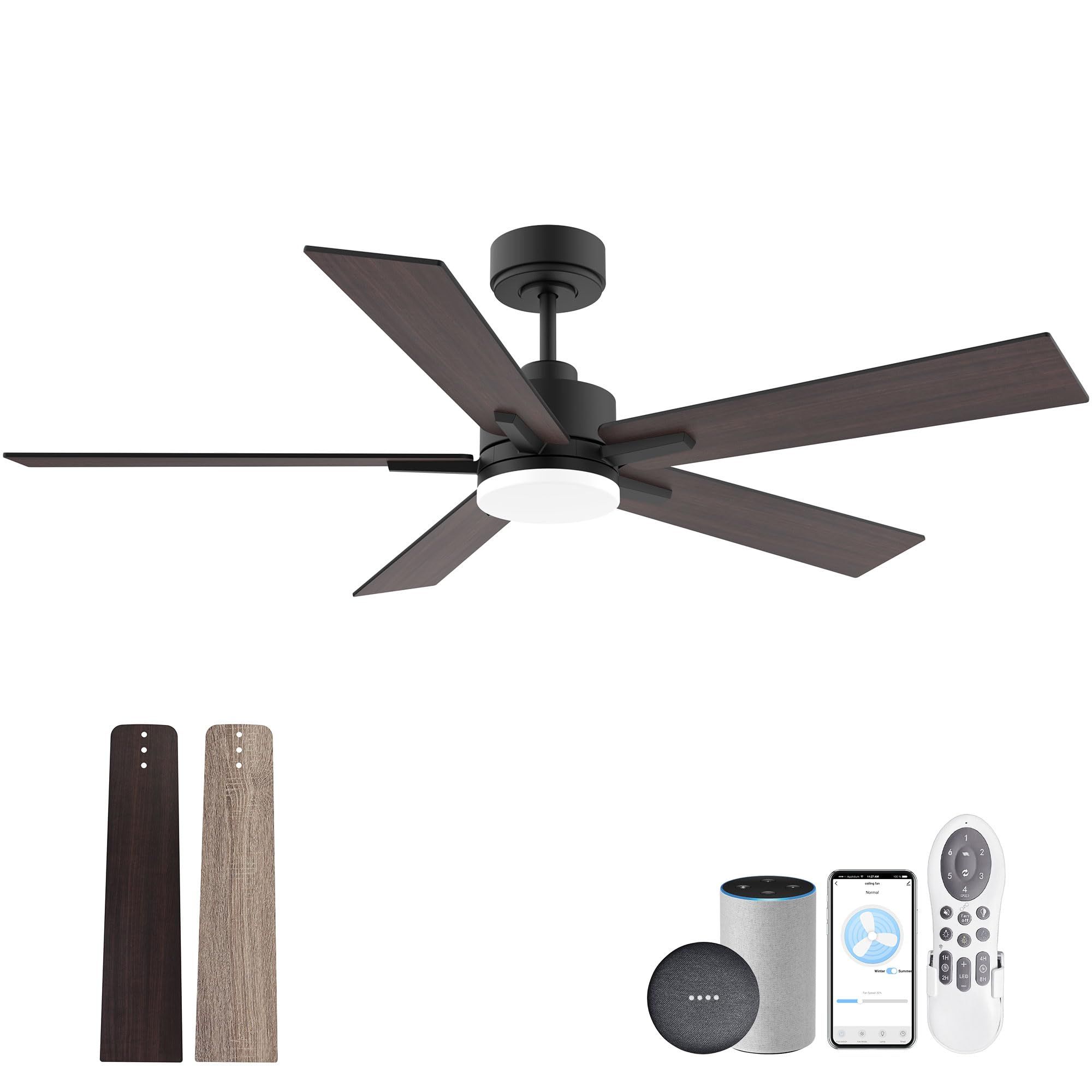 Auction Detail inside 52 In Black Crystal Smart Ceiling Fan With Remote, App Control, Voice Control