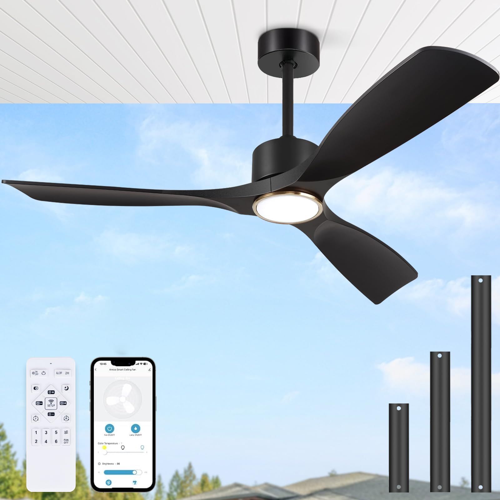 Auction Detail intended for 52 In Black Crystal Smart Ceiling Fan With Remote, App Control, Voice Control