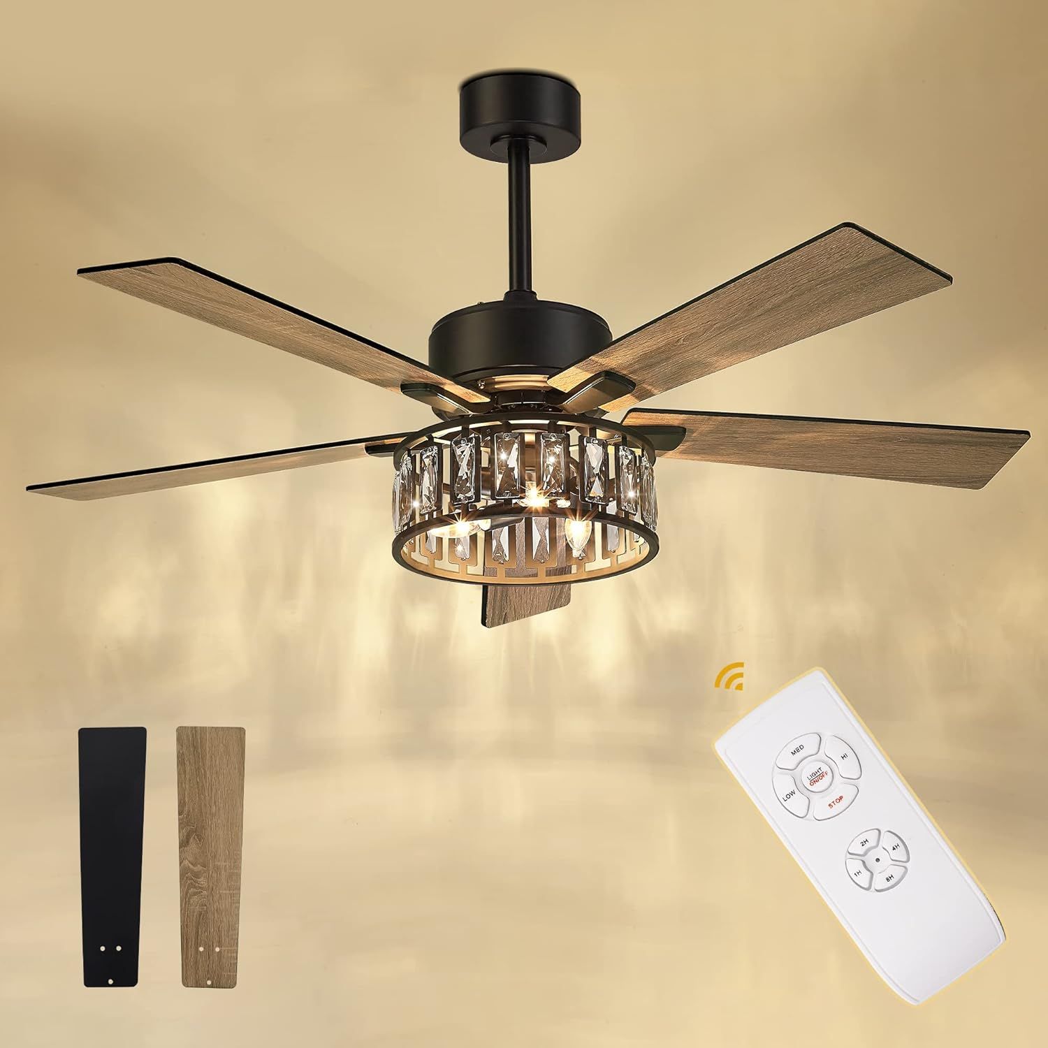 Autelo Modern Ceiling Fan, 52 Inch Ceiling Fans With Lights And Remote ... throughout Energy Efficiency and Your Ceiling Fan Understanding LED Lighting