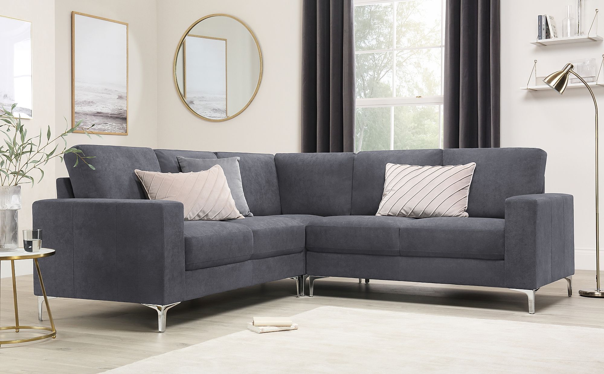 Baltimore Slate Grey Plush Fabric Corner Sofa | Furniture Choice pertaining to Modern Contemporary Corner Sofa , Gray, Fabric
