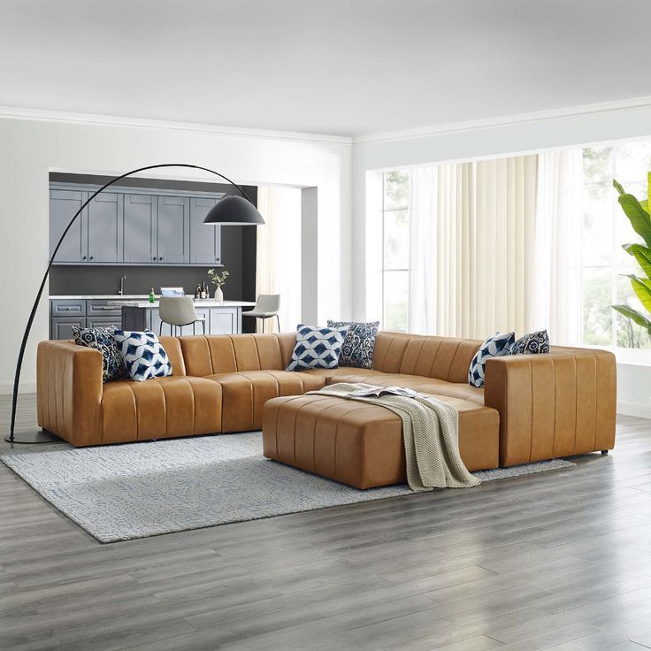 Bartlett Vegan Leather 6-Piece Sectional Sofa Tan | Sectional Sofa ... pertaining to Understanding the Bartlett Vegan Leather Sectional Sofa Construction and Materials