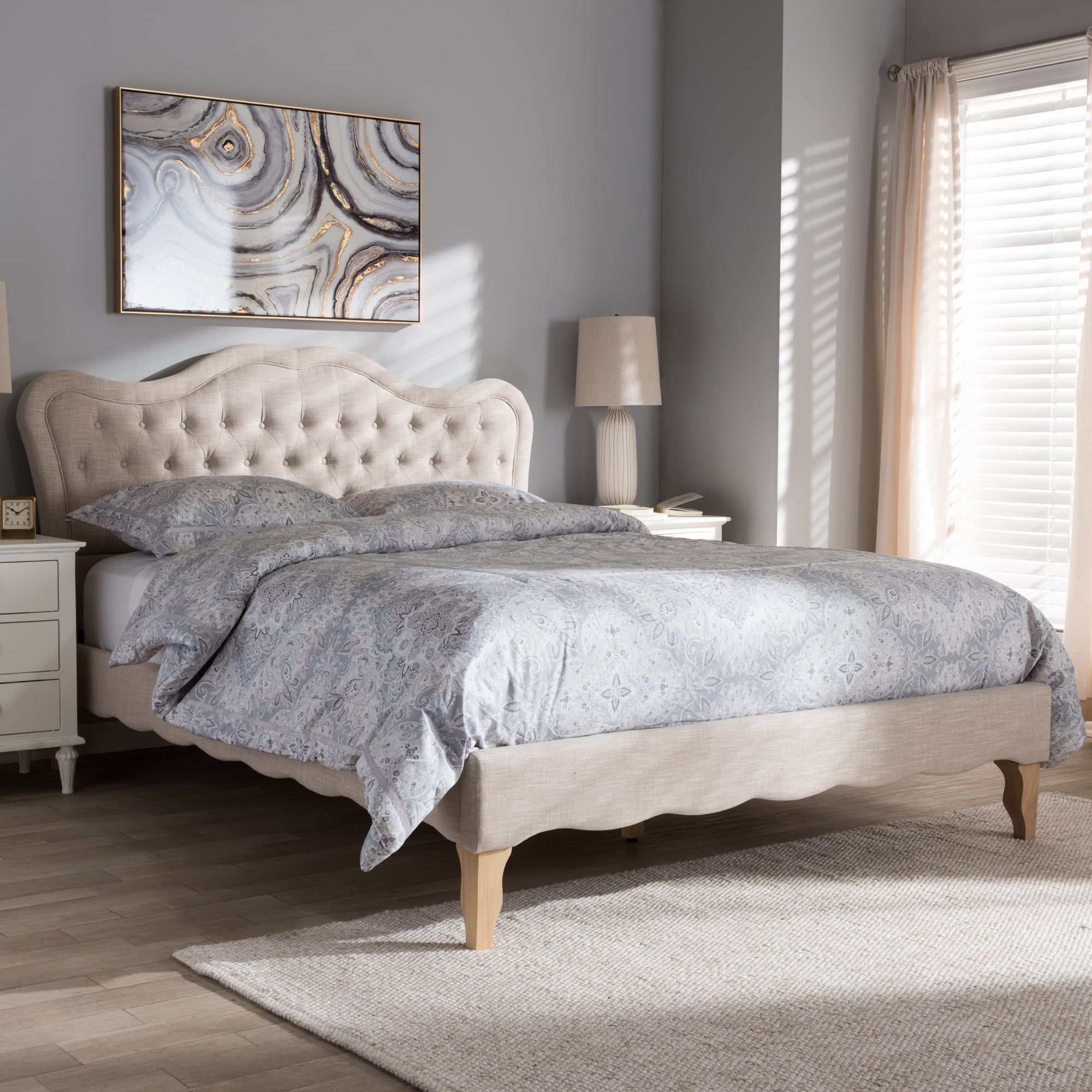 Baxton Studio Alicia French Modern Classic Beige Fabric King Size ... regarding Caring for Your Baxton Studio Giselle Ensuring Longevity and Beauty