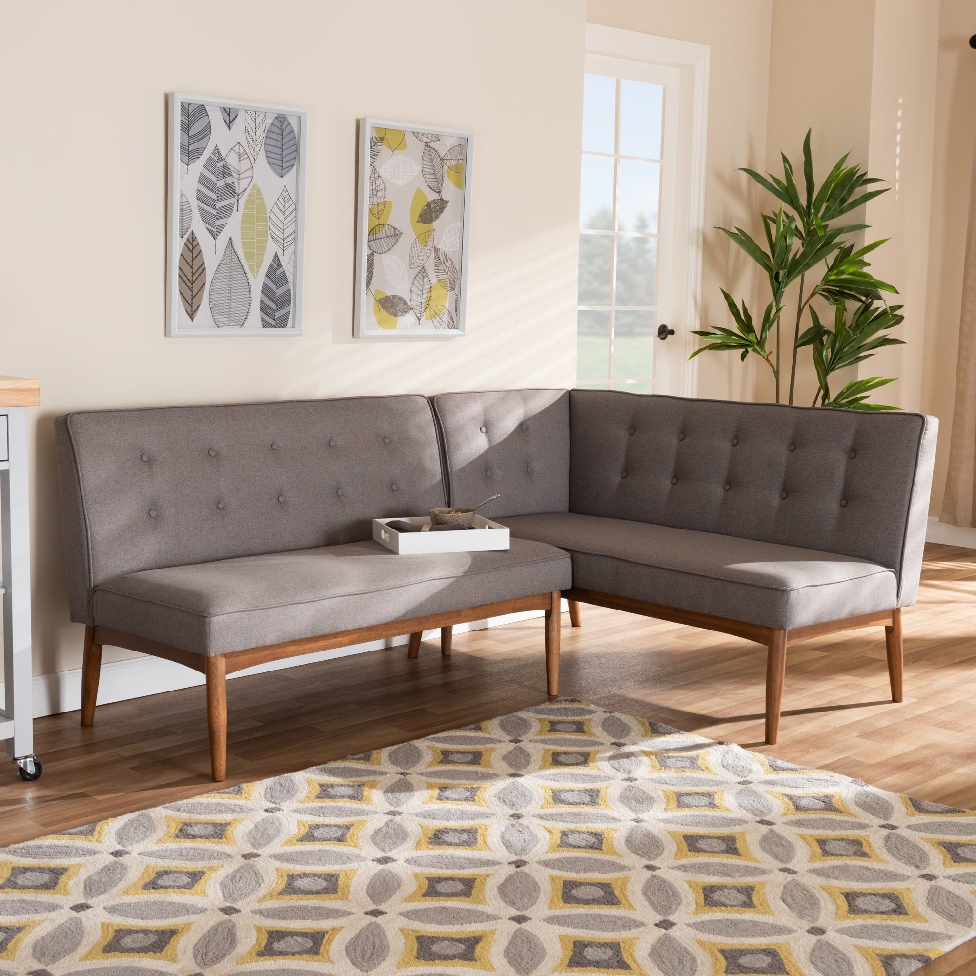 Baxton Studio Arvid Mid-Century Modern Gray Fabric Upholstered 2-Piece ... intended for The Modern Corner Sofa's Anatomy Understanding Frame Materials and Construction
