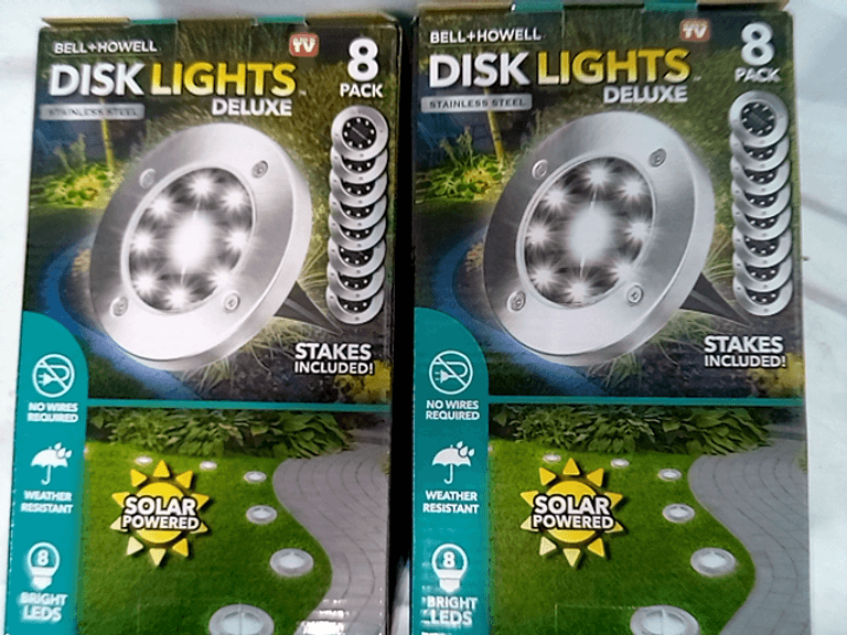 Bell Howell Solar Powered Stainless Steel Outdoor Integrated Led Disk ... inside Solar Powered Stainless Steel Outdoor Integrated Led Pathway Light, Set Of 2