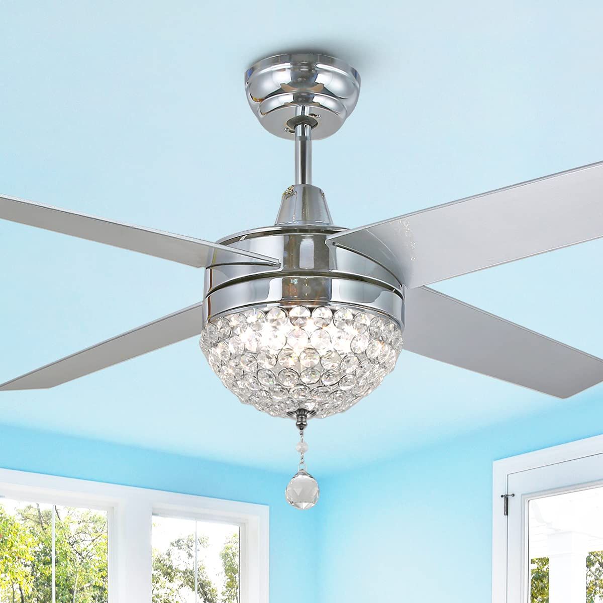 Bella Depot 52" Modern Crystal Ceiling Fan With Led Light, Remote ... with Modern Design and Functionality Exploring the Features of Crystal Ceiling Fans