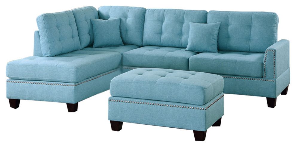 Benzara Bm168669 Polyfiber 3 Piece Sectional Set With Plush Cushion ... throughout Unveiling the Comfort and Style of the Benzara BM168670 Sectional A Deep Dive