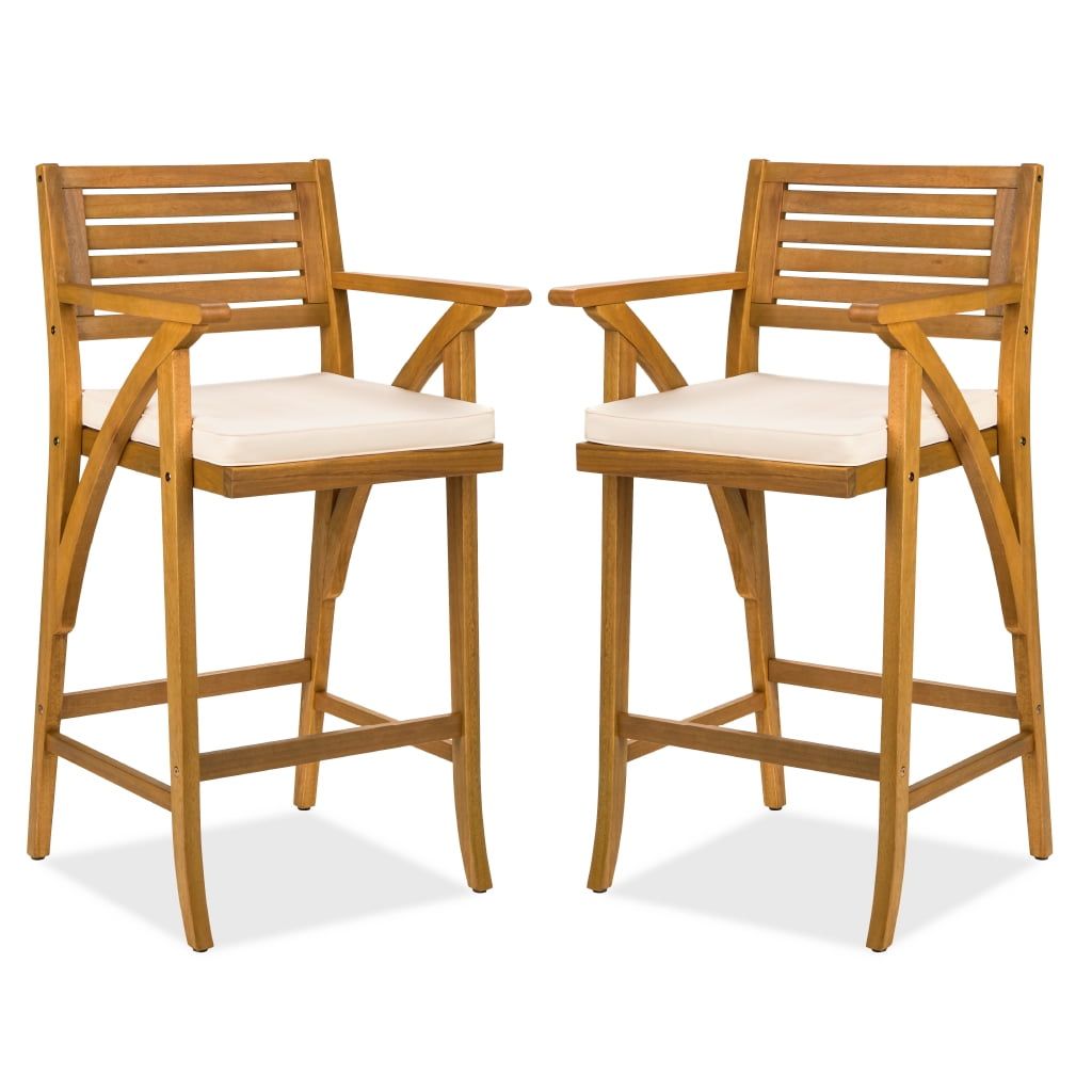 Best Choice Set Of 2 Outdoor Acacia Wood Bar Stools W/ Weather ... in Acacia Wood and Outdoor Living A Guide to Maintenance