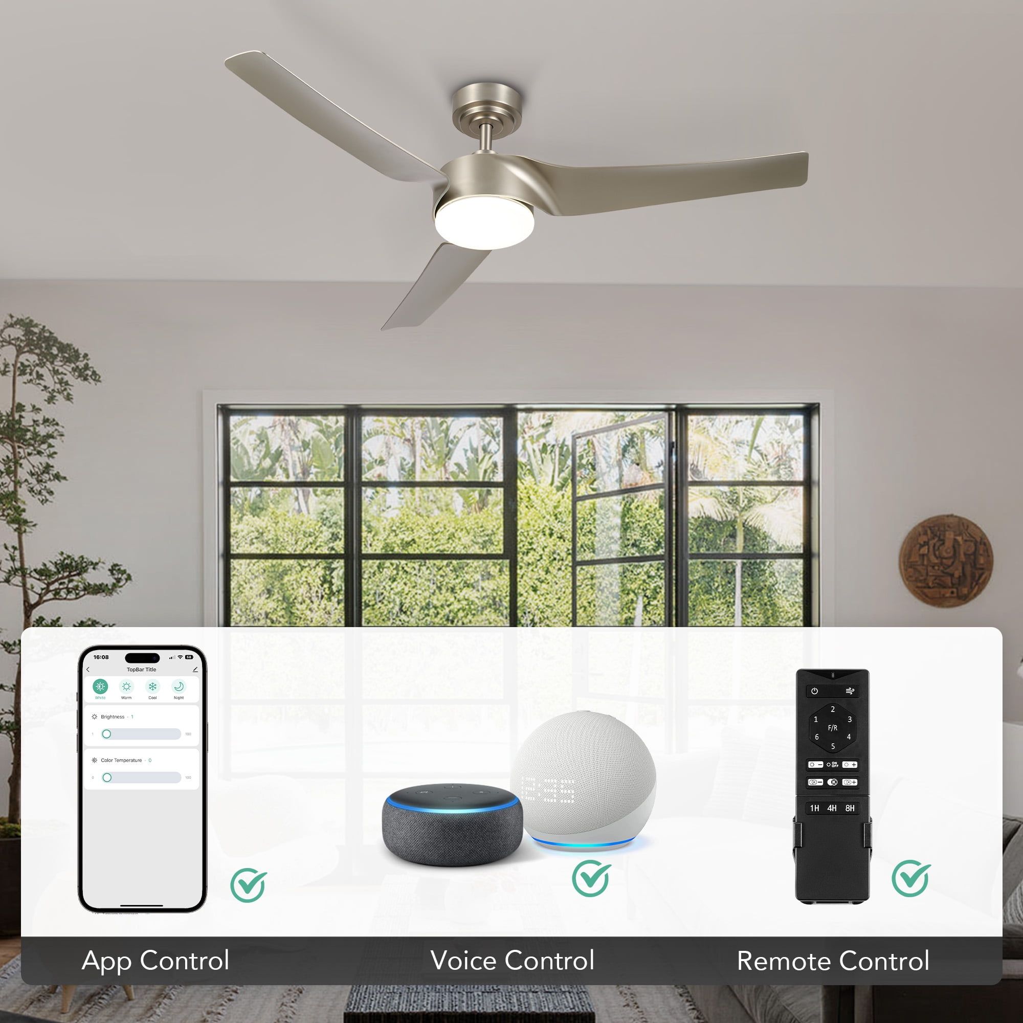 Bestco Modern 52" Smart Ceiling Fan With Dimmable Light Kit & Remote ... with Unveiling the 52-Inch Modern Black LED Smart Ceiling Fan A Comprehensive Guide