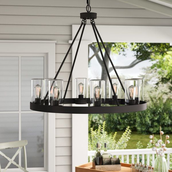 Birch Lane Clemons 8 - Light Outdoor Chandelier & Reviews - Wayfair Canada pertaining to Illuminating Your Outdoor Space A Guide to the Trade Winds Candler Chandelier