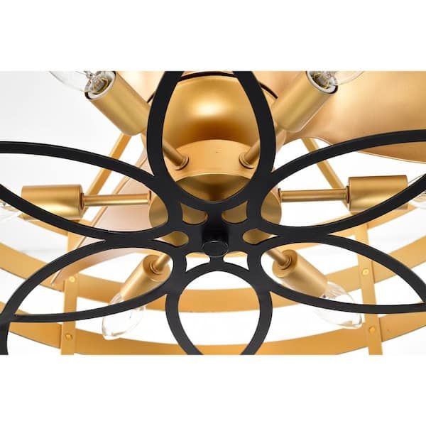 Black And Gold Ceiling Fan With Light | Shelly Lighting in 60 In. Indoor/Outdoor Windmill 8-Blade Gold Ceiling Fan With Remote And Dc Motor
