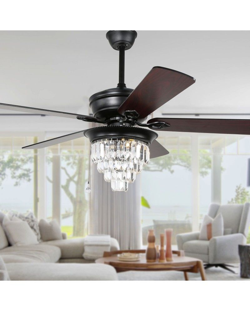 Black Crystal Chandelier Ceiling Fan | Shelly Lighting with regard to Modern Design and Functionality Exploring the Features of Crystal Ceiling Fans