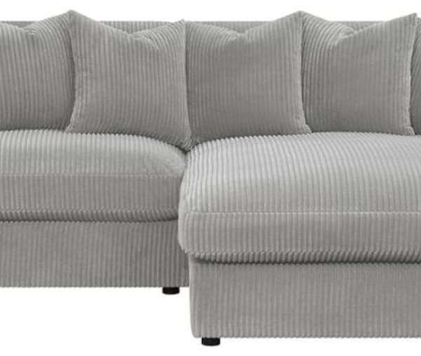 Blaine Reversible Fog Grey Velvet Sectional - Kfrooms inside Coaster Blaine Modern Velvet Upholstered Reversible Sectional Sofa In Sand