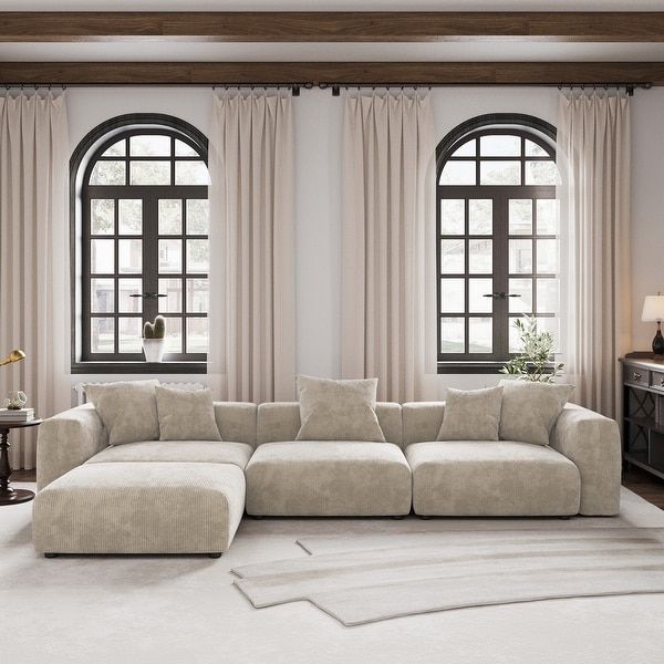 Blaine Upholstered Reversible Sectional Sofa Sand - Bed Bath & Beyond ... regarding Coaster Blaine Modern Velvet Upholstered Reversible Sectional Sofa In Sand