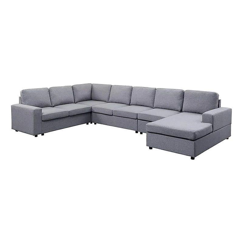 Bowery Hill Contemporary Fabric 7 Seat Reversible Sectional Sofa Chaise ... within The History and Evolution of the Modern Sofa Chaise Design