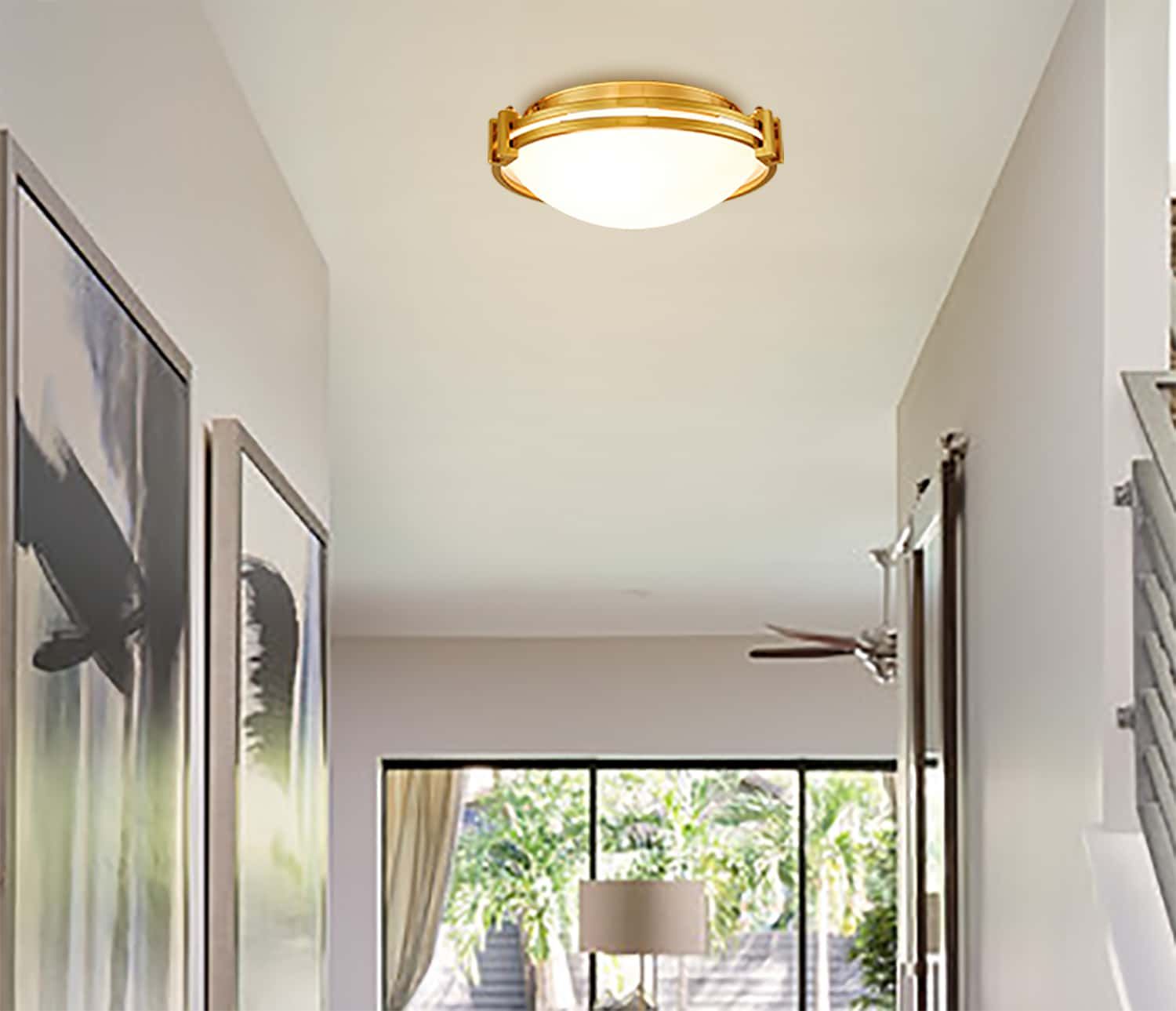 Brass Modern Flush Mount Ceiling Light (12 Inch) | Claxy pertaining to Whose Lamp 12.6-Inch Modern Sand Nickel Small Flush Mount Ceiling Fan