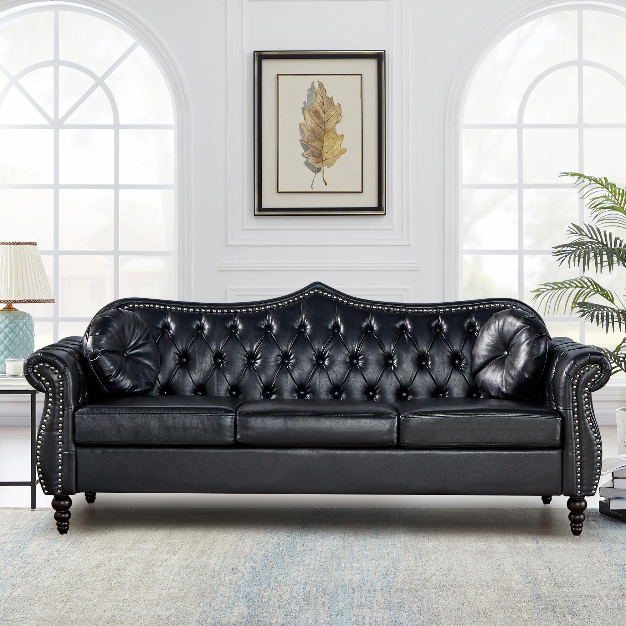 Buy Avzear 82" Three Seater Sofa, Chesterfield Sofa, Mid-Century Modern ... with regard to Unveiling the Raisa Velvet Sofa A Comprehensive Guide to Style and Comfort
