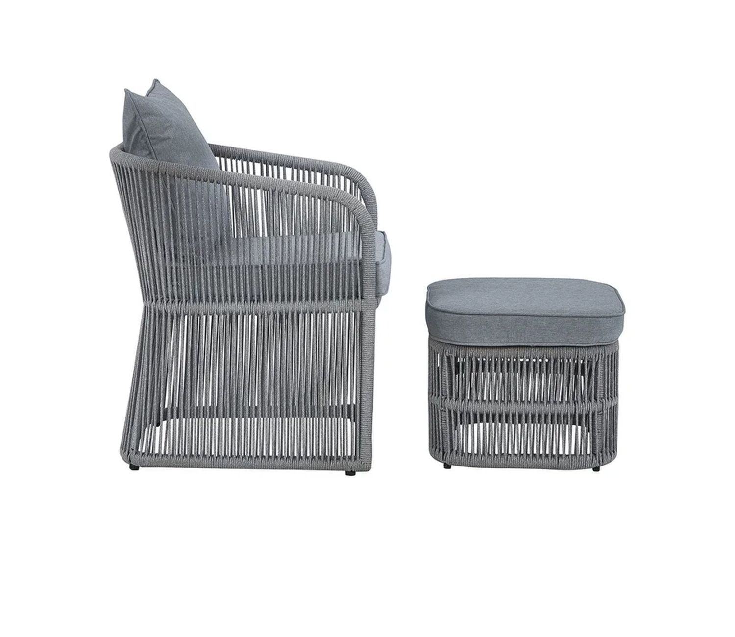 Buy Grey Rope 1 Seater With Table Ottoman And Grey Cushions At 33% Off ... throughout Capri Ottoman/ Gray Rope Grey Rope Frame Ottoman