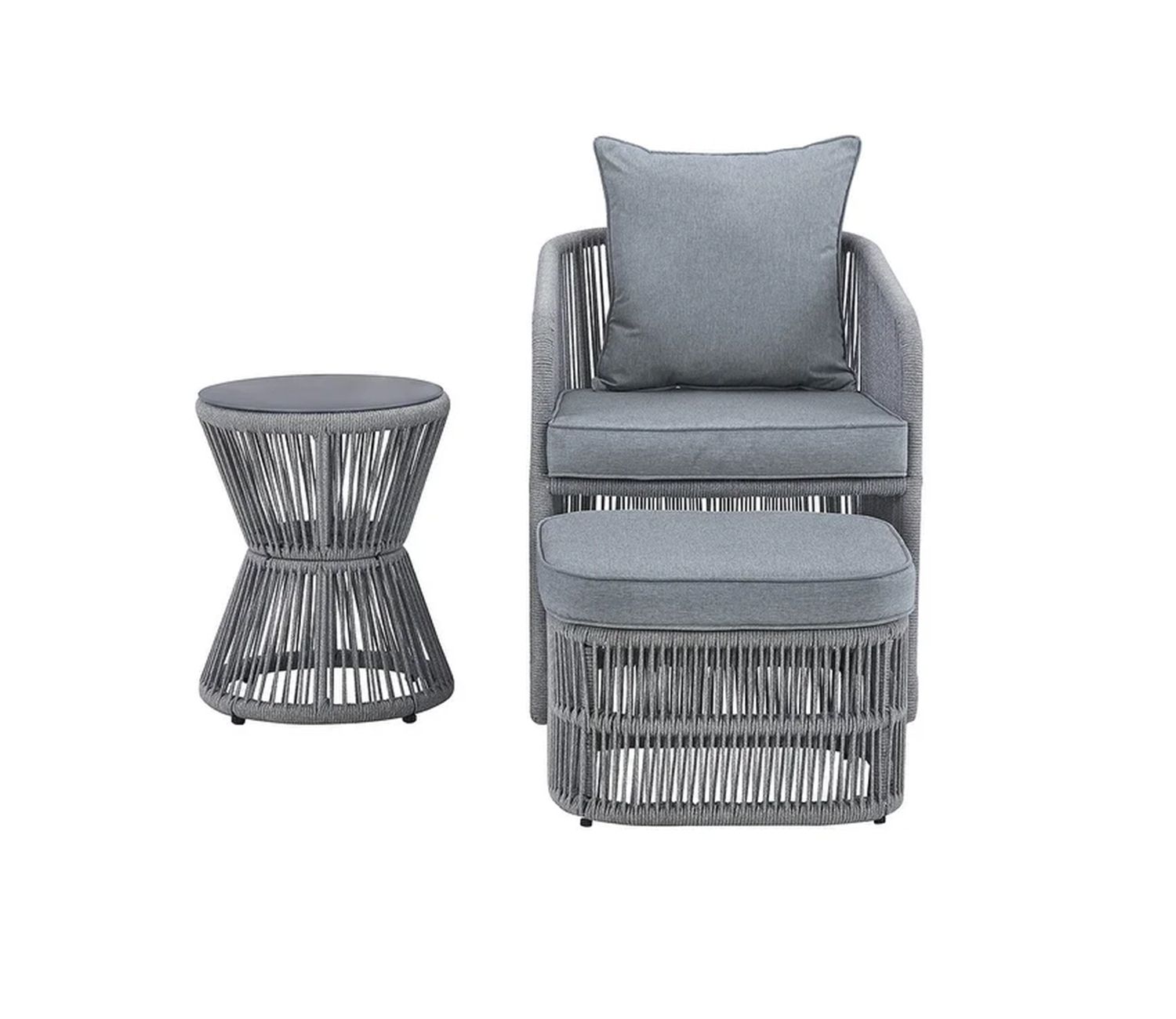 Buy Grey Rope 1 Seater With Table Ottoman And Grey Cushions At 33% Off ... with regard to Capri Ottoman/ Gray Rope Grey Rope Frame Ottoman