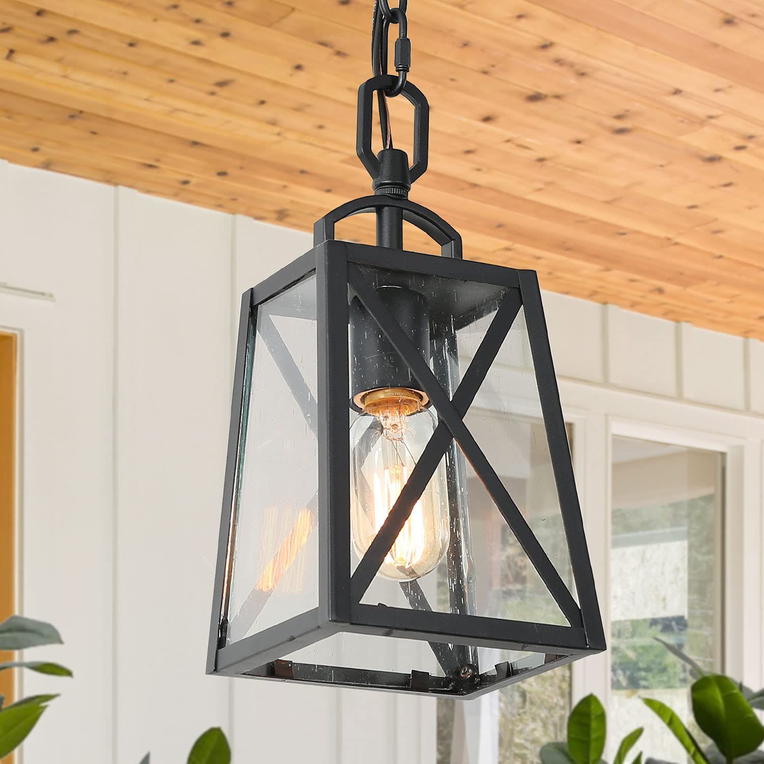 Buy Laluz Outdoor Pendant Lantern, Outdoor Chandelier In Matte Black ... inside Swansea 4-Light 18" Matte Black Outdoor Chandelier With Clear Glass Shades